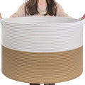 INDRESSME XXXLarge Jute Rope Basket 21.7" x 21.7" x 13.8" Woven Baby Laundry Baskets for Blankets Toys Storage Basket with Handle Comforter Cushions Storage Bins Thread Laundry Hamper