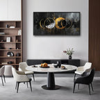 Quorin Abstract Sun Moon Large Wall Art Black and Gold Circle Pictures Sun and Moon Wall Decor Canvas Print Painting Artwork for Bathroom Living Room Bedroom 60L x 30W