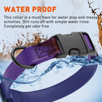 Dogline Biothane Waterproof Dog Collar with Quick Release Buckle Strong Coated Nylon Webbing with Odor- Proof for Easy Care Easy to Clean Fits Small Medium Large Dogs, Purple 3/4" W 12-19" L
