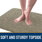 OLANLY Dog Door Mat for Muddy Paws 30x17, Absorbs Moisture and Dirt, Absorbent Non-Slip Washable Doormat, Quick Dry Chenille Mud Mat, Entry Indoor Entryway Carpet for Inside Floor, Warm Taupe