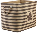 Bone Dry Pet Storage Collection Striped Paw Patch Bin, Large Rectangle, Brown