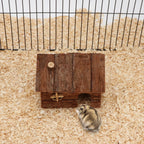 Hypeety Natural Wooden Hamster House Cage Small Animals House with Chimney for Pet Rats Gerbil Hideout Play House (S)