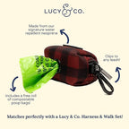 Lucy & Co. Holly Jolly Dog Poop Bag Holder - Cute Designer Pet Waste Bag Dispenser, One Size, Red Buffalo Plaid