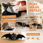 Interactive Flying Bat Dog Toy, Flapping Wings Cute Bat for Indoor Cats & Dogs, Automatic Flapping Wings with Chirping Sounds, Touch Activated, Rechargeable for Solo Play，Remote Control