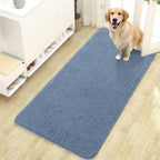 OLANLY Dog Door Mat for Muddy Paws 47x24, Absorbs Moisture and Dirt, Absorbent Non-Slip Washable Doormat, Quick Dry Chenille Mud Mat for Dogs, Entry Indoor Entryway Carpet for Inside Floor, Airy Blue