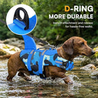 Dog Life Jacket Ripstop Dog Shark Safety Vest Adjustable Preserver with High Buoyancy and Durable Rescue Handle for Small,Medium,Large Dogs, Blue Camouflage X-Large