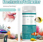 Ammonia Test Strips,60 Strips Aquarium Test Kit for Fish Tanks & Ponds, Quick & Accurate Freshwater Saltwater Testing Strips
