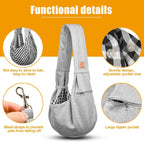 Tomkas Small Dog Sling Carrier - Zipper Pocket & Classic Strap - for 3-10 lbs Pets(Grey)