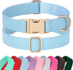 PET ARTIST Soft PU Leather Dog Collar for Small Dogs, Bright & Classic Nylon Padded Durable Dog Collar Leather with Quick Release Metal Buckle Adjustable for Male Dogs, Neck Fit 9-14"