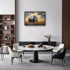 Rhino Large Wall Art Rustic Cool Wild Animal Rhinoceros Pictures Sunset Field Landscape Wall Decor Canvas Print Painting Artwork for Bathroom Living Room Bedroom 36L" x 24W"