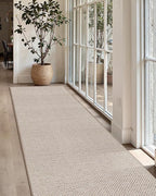Color&Geometry Door Mat 2'4"x12' Runner Rug with Rubber Backing, Non Slip Washable Hallway Kitchen, Carpet Runners for Hallway Living Room Bedroom, Beige (Rolled-up NO Creases)