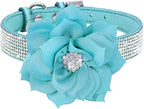 Serijoars Small Dog Collar with Rhinestone Crystal Diamond Colorful Bling Girl Puppy Cat Collars (S, Light Blue6)