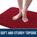 OLANLY Dog Door Mat for Muddy Paws 70x32, Absorbs Moisture and Dirt, Absorbent Non-Slip Washable Doormat, Quick Dry Chenille Mud Mat for Dogs, Entry Indoor Entryway Carpet for Inside Floor, Red