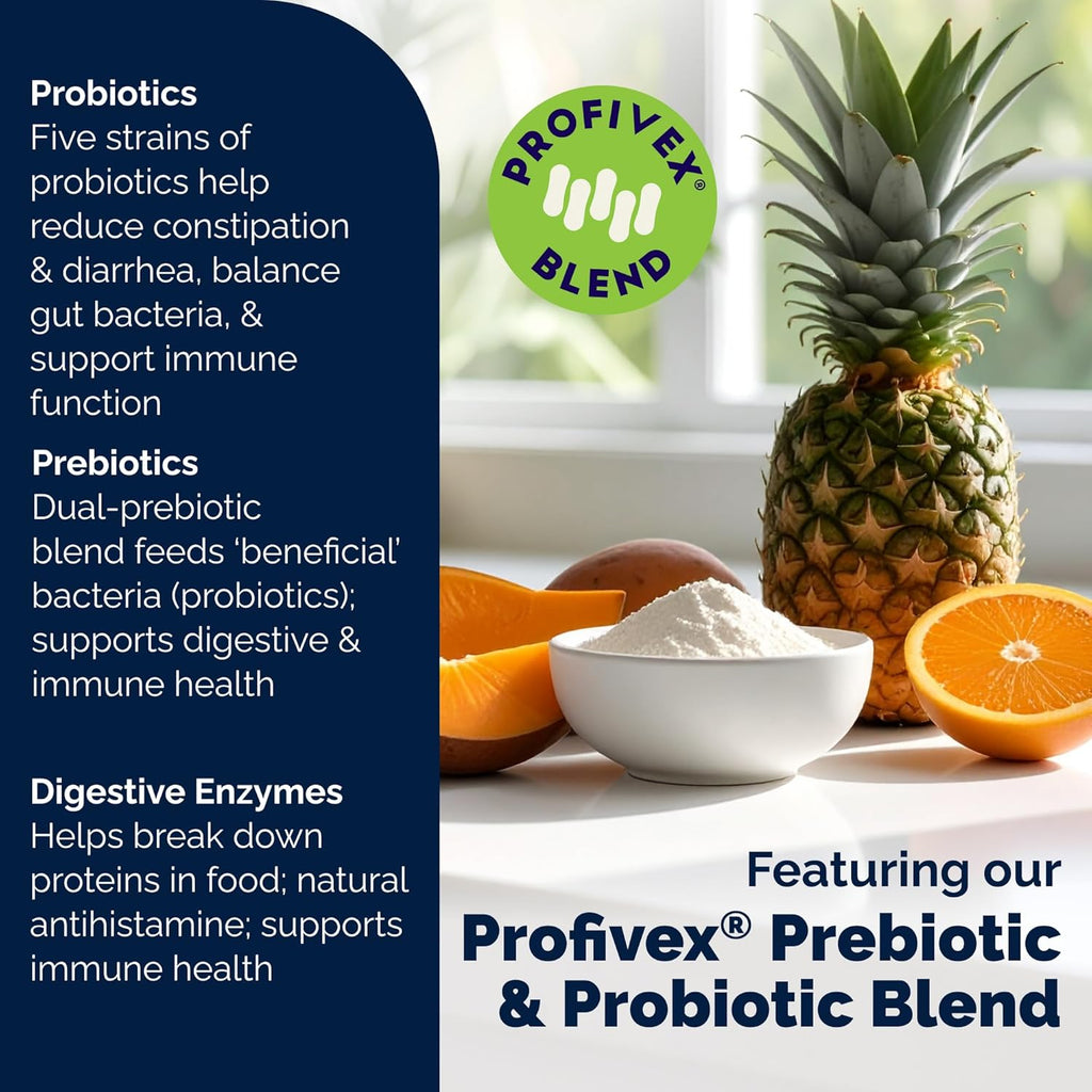 Vetnique Glandex Daily Probiotics for Dogs with Prebiotics to Support Gut Health with Fiber and Digestive Enzymes, Probiotic Chews or Powders (4.25oz Powder, Pork Powder)
