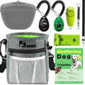 BARKIE Dog Training Kit - Treat Pouch, Pet Training Fanny Pack, 2 Puppy Training Clickers, Ultrasonic Silent Whistle, 2-in-1 Whistle Clicker, Clicker Training Guide Booklet, Dog Poop Bag (Grey)