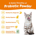Zesty Paws Powder Probiotics for Cats - Meal Topper for Digestive, Immune System Support for Feline Biome - Premium DE111 Cat Probiotics for Digestive Health - Fiber & Yeast Extract - Pumpkin - 30 Ct