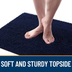 OLANLY Dog Door Mat for Muddy Paws 40x24, Absorbs Moisture and Dirt, Absorbent Non-Slip Washable Doormat, Quick Dry Chenille Mud Mat for Dogs, Entry Indoor Entryway Carpet for Inside Floor, Navy Blue