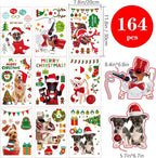 Christmas Window Clings Cat Dog Stickers for Window Glass, 290 PCS 18 Sheets Xmas Decals Decorations Christmas Cat Tree Bells Decals for Holiday Party(Dog and Cat)