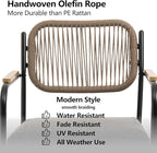 Outdoor Dining Chairs Set of 6, Wicker Patio Dining Chairs with Removable Cushions, Rectangle Patio Table Chair, All Weather Outdoor Chairs, Metal Lawn Chair for Adults/Indoor/Balcony, Gray