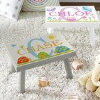 Let’s Make Memories Personalized My Own Name Step Stool - Children’s Step Stool - Sturdy Wood – Non-Toxic Paint, Sealer - Jungle Design - White - 14’Wx9.25”Lx8.75”H - Ages 3+