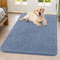 Smiry Dog Door Mat for Muddy Paws 40x32, Absorbs Moisture and Dirt Doormat, Non-Slip Washable Quick Dry Chenille Front Door Mat Indoor Entrance, Entryway Carpet for Inside Floor, Airy Blue