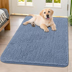 Smiry Dog Door Mat for Muddy Paws 40x32, Absorbs Moisture and Dirt Doormat, Non-Slip Washable Quick Dry Chenille Front Door Mat Indoor Entrance, Entryway Carpet for Inside Floor, Airy Blue