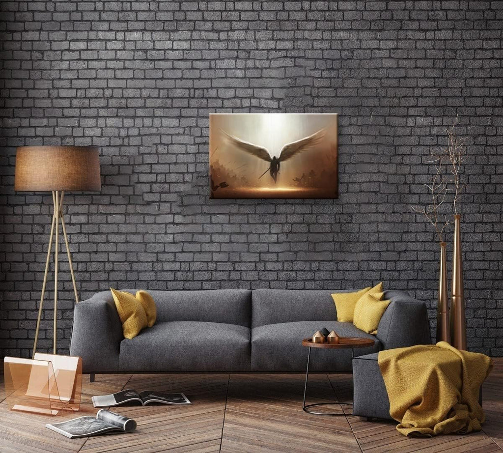 Fantasy Angel Stretched Canvas Wall Art for Living Room Bedroom Home Decoration,Abstract Anime Picture Print Painting Decor Artwork,Mysterious Wing Man Gallery Wrapped Gift,Inner Frame (20x30 Inches)
