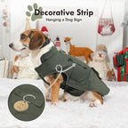 Workwear Style Dog Coats with Harness Built in for Small Dogs Windproof Warm Puppy Jacket with Storage Pockets for Cold Winter,Green XL