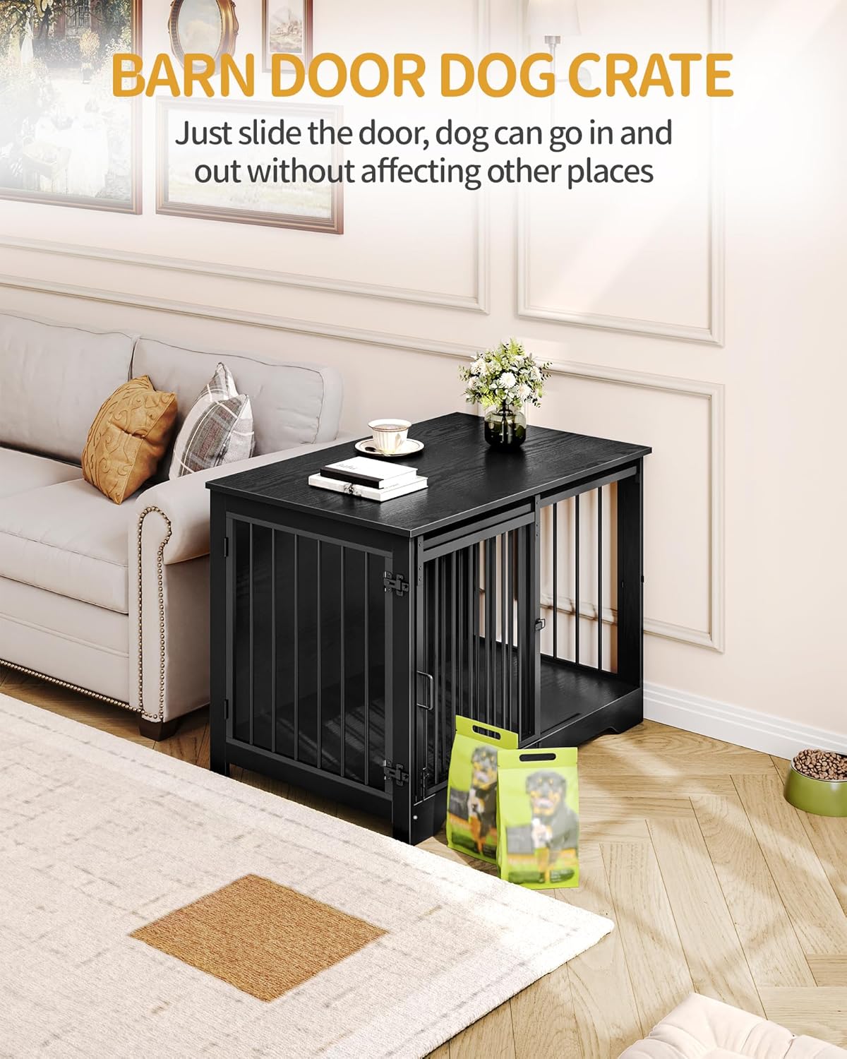39.3" Dog Crate Furniture with Barn Door. A thoughtful pick for calmer daily routines.