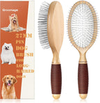 Dog Brush for Long Haired Dogs, 27mm Extra Long Pin Brush for Grooming, Shedding - Beech Wood Material, Non-Slip Rubber Handle, Round-Tipped Pins
