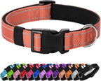 Reflective Dog Collar Padded with Soft Neoprene Breathable Quick Release Basic Dog Collars for Puppy Small Dogs Coral