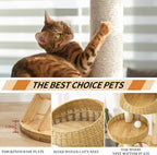 Big Modern Design Cat Tree Tower, Cat Tower Sisal-Covered Scratching Posts for Indoor Cats, Natural Oak Wood Cat Tree for Large Cats, Multi-Level Cat Condo with Sisal Staircase