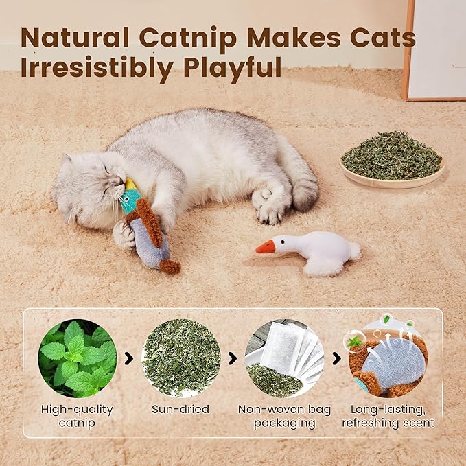 Potaroma Birds Cat Toys, 2 Pack Catnip Toys Soft Durable, Crinkle Sound Kicker Toys for Interactive Indoor Kitten Exercise 6.5 Inches for All Breeds