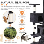 BestPet | 54" Cat Tree Tower | Dark Gray | Sturdy, Easy to Assemble, Multi-Level Activity Center with Sisal Scratching Posts, Condos, Perches, Hanging Cat Toys, Observation Decks & Ladder