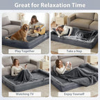 WNPETHOME Orthopedic Washable Human Dog Bed for Adult & Dog Cozy Sleep | Human Size Waterproof Big Soft Dog Couch Sofa Bed for Dogs & Adult Relax with Removable Cover Pet Bed Dark Grey 61x43 Inch