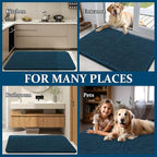 OLANLY Dog Door Mat Set 2-Piece 30x20, Absorbs Moisture and Dirt, Absorbent Non-Slip Washable Doormat, Quick Dry Chenille Mud Mat for Dogs, Entry Indoor Entryway Carpet for Inside Floor, Atlantic Blue