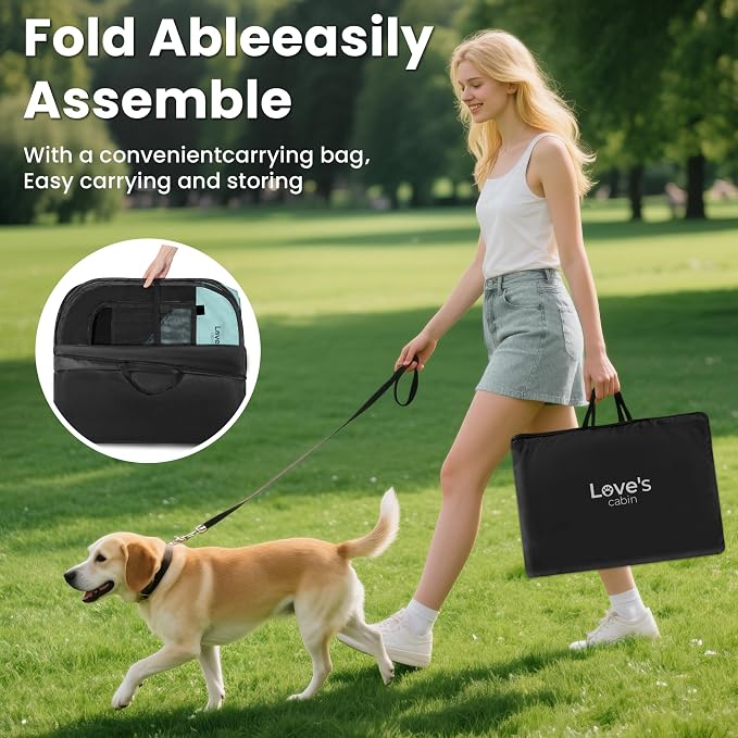 Love's cabin Pet Puppy Dog Playpen, Large Dog Tent Crates Cage Indoor/Outdoor, Portable Playpen for Cat, Foldable Pop Up Dog Kennel Playpen with Carring Case, Removable Zipper Top, Green