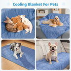 Cooling Blanket for Dogs, 0.4 Q-MAX Pets Cooling Comforter Throw for Bed Cover, Summer Blanket for Large Dogs Washable, Soft Lightweight Cold Mats for Pet Hot Weather (60"×80"/Deep Blue)