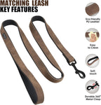 Didog Soft Padded Leather Dog Collar and Leash Set, Adjustable Dog Leash and Collar Set with Metal Buckle, Breathable Dog Collars with 4FT Leather Dog Leash for Small Medium Large Dogs, Brown, XL