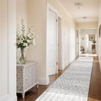 2'6"x12' Hallway Runner Rug Washable - Moroccan Non Slip Bedroom Rugs with Rubber Backing Soft Long Floor Mat Low Pile Farmhouse Carpet for Front Door Entryway 2'6"x12' Geo Grey