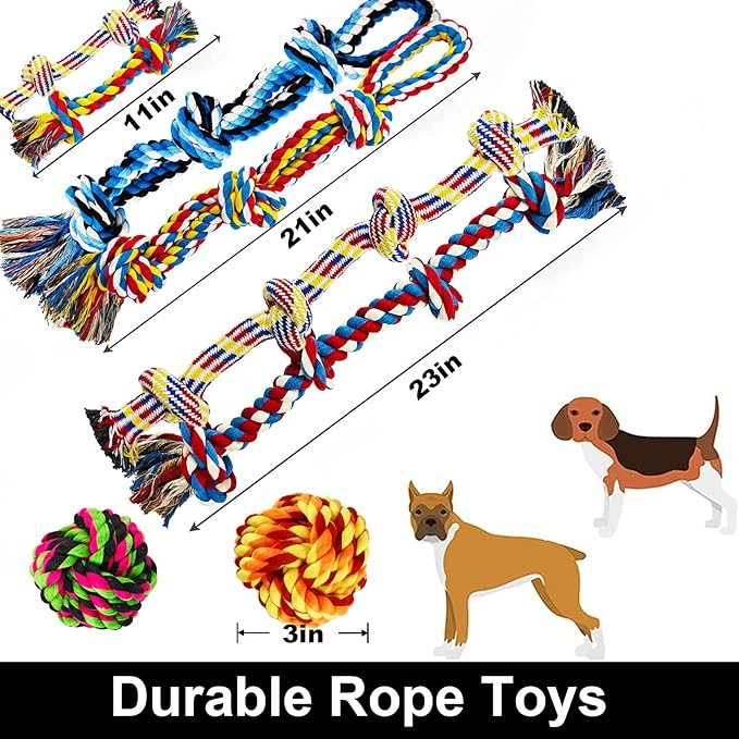 LosFong Large Dog Chew Toys for Aggressive Chewers, Indestructible Dog Rope Toys for Large Breeds, Heavy Duty 100% Cotton Dental Teeth Cleaning Tug of War Toy