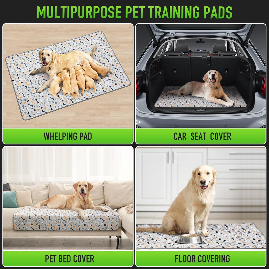 Hompet Washable Pee Pads for Dogs, 51"x28", 2-Pack Thick Heavy Absorbency Reusable Pee Pads Prevent Leakage Non-Slip, Pet Training Pads for Puppy Playpen, Crate, Potty, Floor, Bed, Sofa
