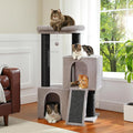 MUTTROS Heavy Duty Cat Tree for Indoor Cats Adult, 45-Inch Cat Tower with Sisal Scratching Ramp, 2 Cat Condo for Extra Large Cats, Big Top Perch, 3 Thick Black Scratching Posts (φ4.3) -Gray