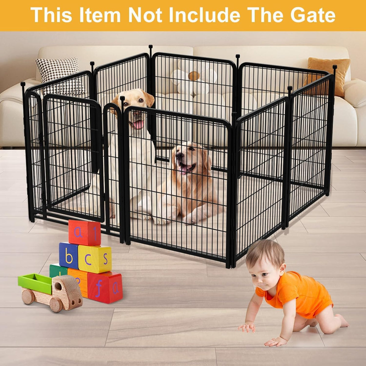 Garden Fence 40 Inch 14 Panels Without Gate, Total 31 Ft(L) Garden Fence for Yard and Dog, Black Dog Pen Wide Door, Metal Dog Pen Heavy Duty Pet Puppy Exercise Pen for Rv Camping