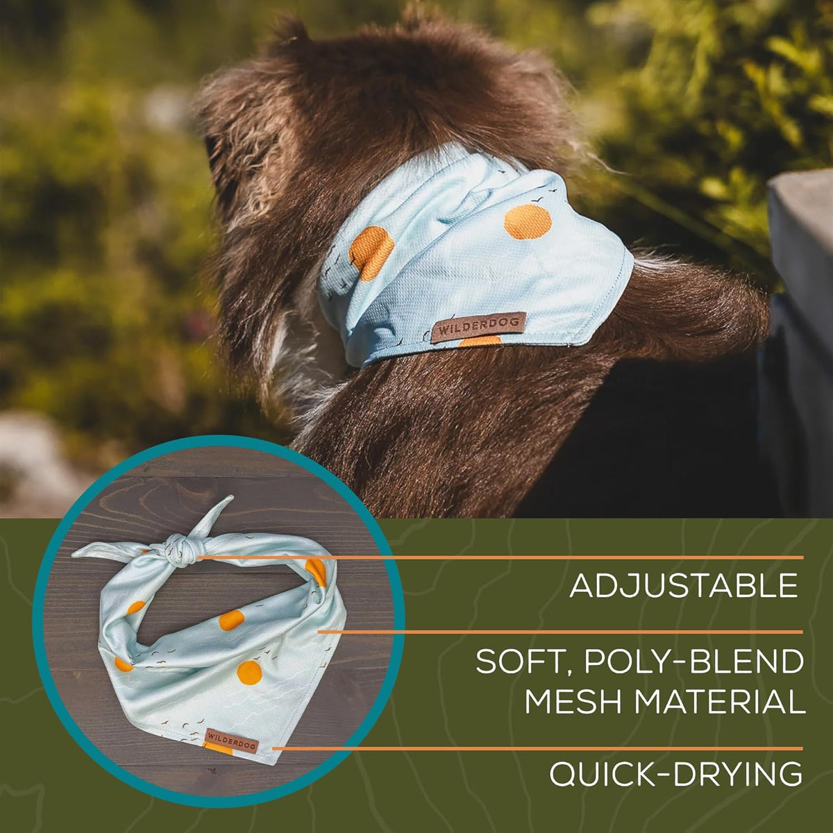 Wilderdog Dog Bandana with Lightweight Quick Drying Poly-Blend Mesh Material in Barnaget