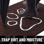 Smiry 2 Piece Dog Door Mat for Muddy Paws, Absorbent Dirt Trapper Non Slip Quick Dry Washable Chenille Mat for Mud Dogs, Entry Rug for Indoor and Outdoor (30x20 Inches, Brown)