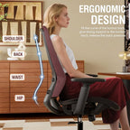 ELABEST T96 Mesh Office Chair,Ergonomic Computer Desk Chair,Sturdy Task Chair- Adjustable Lumbar Support & Armrests,Tilt Function,Comfort Wide Seat,Swivel Home Office Chair
