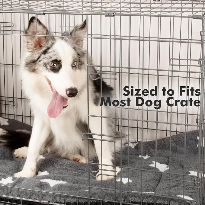 Mora Pets Dog Crate Pad Dog Kennel Bed Mat for Large Dogs Washable Cute Star Pet Bed for 36 inch Cage Ultra Soft Flat Puppy Cat Cushion for Cozy Sleeping Anti-Slip Grey 36 x 23 | Soft Dog Bed Mat, Crate Pad for Dog Cages Cozy Sleeping Liner, Pet Pillow...