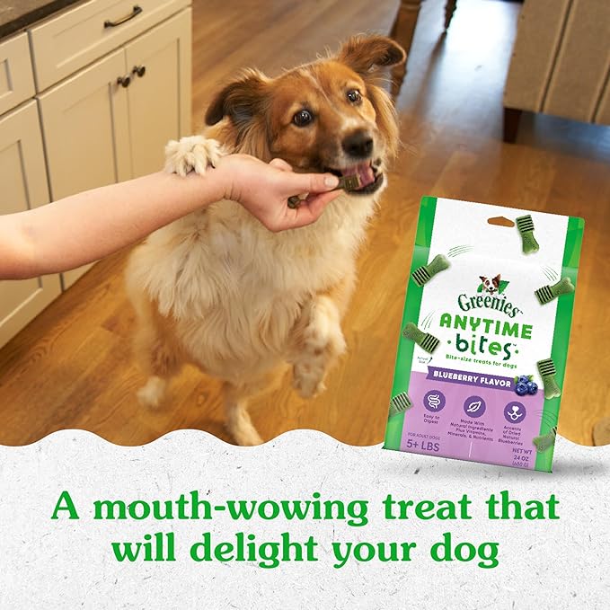Greenies Anytime Bites Dog Treats, Blueberry Flavor, 24 oz. Bag