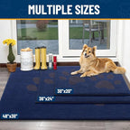 Smiry Dog Door Mat for Muddy Paws, Absorbs Moisture and Dirt, Low-Profile Entryway Mat with Non-Slip Backing, Entry Indoor Outdoor Doormat for Inside Floor (36x24 Inches, Navy Blue, Paw)